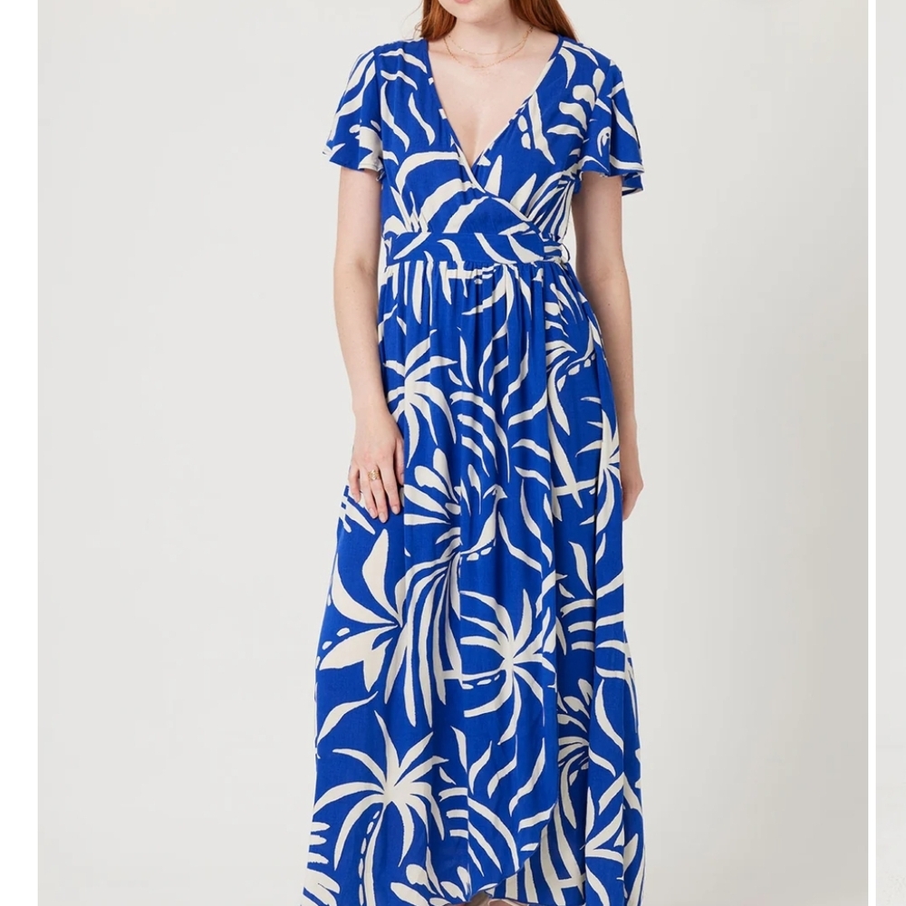 Patrons of Peace Magenta and Cream Floral Maxi Wrap Dress Size L - Picture 15 of 15